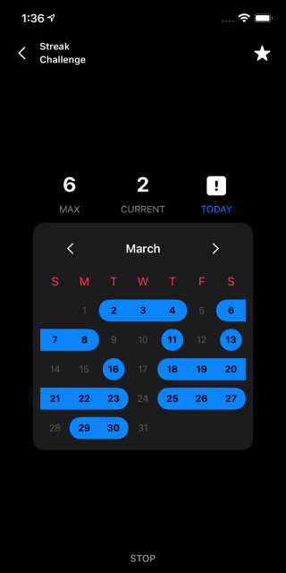 WalkHero calendar